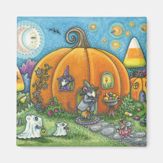 MUISHUIS, TRICK OF TREATERS HALLOWEEN MAGNET Sq (Voorkant)