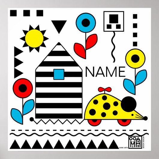 Muishuis Wheelie Mouse Poster 2- personaliseren (Voorkant)