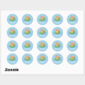 Muisje in een bladbootje blauw aangepaste naam ronde sticker (Vel)
