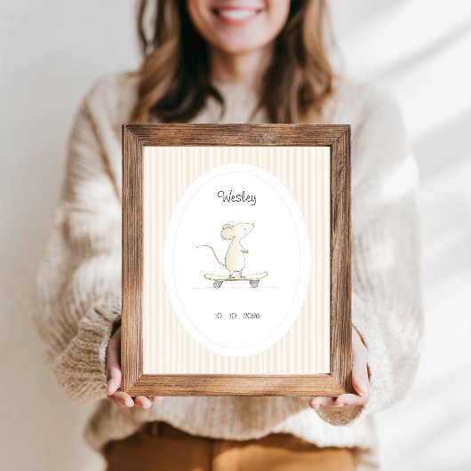 Muisje Nursery Naam Datum Poster