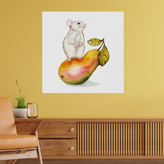 Muisje op een Peer Poster (Woonkamer 2)