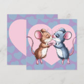 Muisjes die elkaar kussen Valentijnskaart Hartjes  Feestdagenkaart (Voorkant / Achterkant)