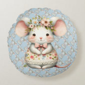 Muisjurk met bloemen Bloemenkroon Rond Kussen (Voorkant)