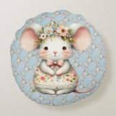 Muisjurk met bloemen Bloemenkroon Rond Kussen (Achterkant)