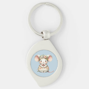 Muisjurk met Bloemenkroon Sleutelhanger