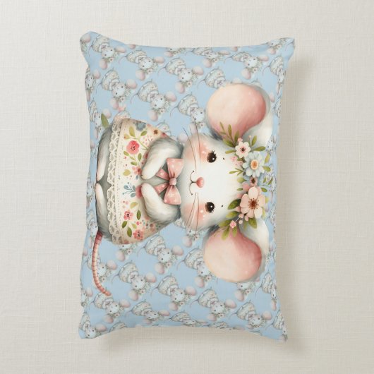 Muisjurkje met bloemen Bloemenkroon Accent Kussen (Achterkant (Verticaal))