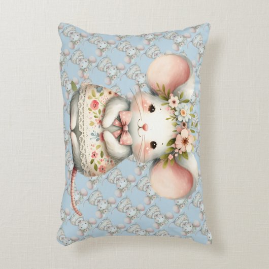 Muisjurkje met bloemen Bloemenkroon Accent Kussen (Voorkant(Verticaal))