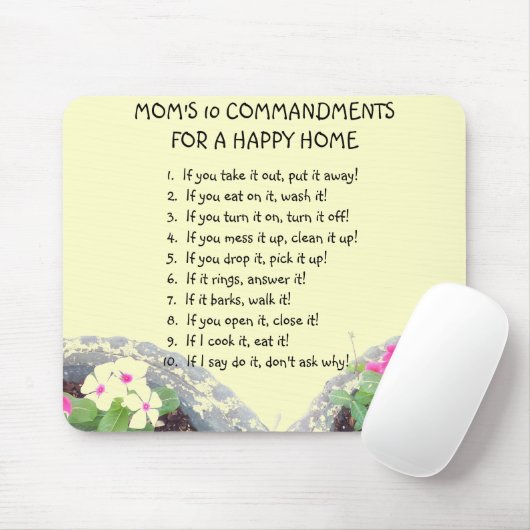 Muismat 10 geboden bij mam (Met muis)