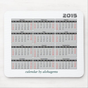 Muismat 2015 Eenvoudig grijs kalender