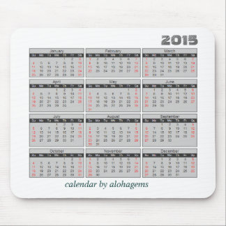Muismat 2015 Eenvoudig grijs kalender