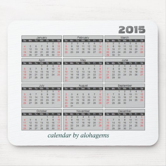 Muismat 2015 Eenvoudig grijs kalender (Voorkant)