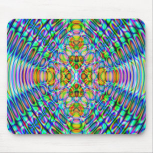 Muismat Abstract Psychedelisch Design, Blauw Goud