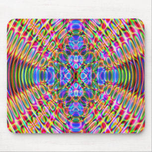 Muismat Abstract Psychedelisch Design, Rood Blauw