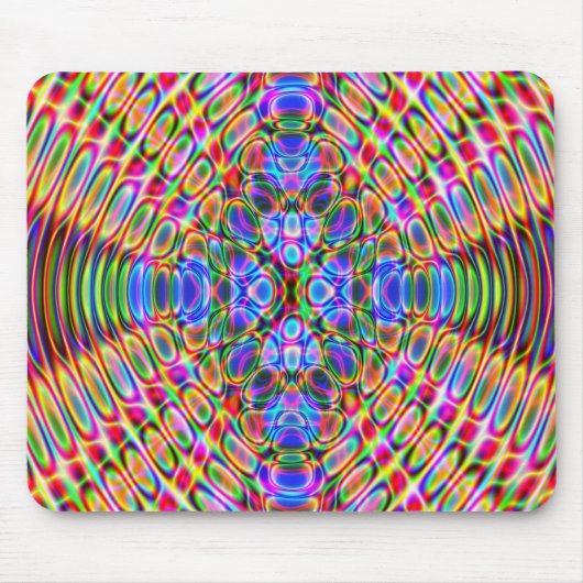 Muismat Abstract Psychedelisch Design, Rood Blauw (Voorkant)