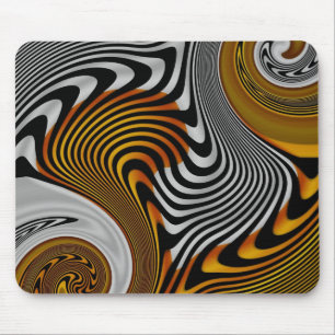 Muismat Abstract Sinaasappel Zwart Zilver Design