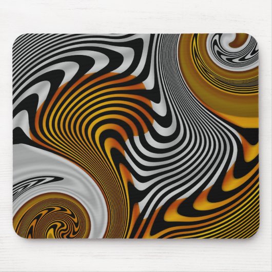 Muismat Abstract Sinaasappel Zwart Zilver Design (Voorkant)