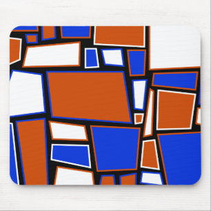 Muismat, abstract vierkant, rood, wit & blauw muismat