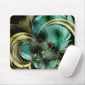 Muismat Abstracte Kunst Metaal Goud Teal Glas (Met muis)