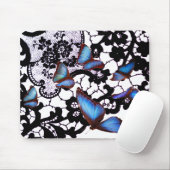 MUISMAT ANTIEK LACE PATTERN BLUE BUTTERFLIES (Met muis)