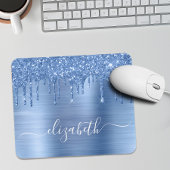 Muismat blauw glitter-monogram uitstrijken