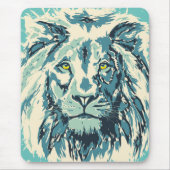 Muismat blauwe leng | Colorful Retro Lion Head (Voorkant)
