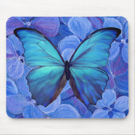 Muismat - Blue Morpho/Hydrangea