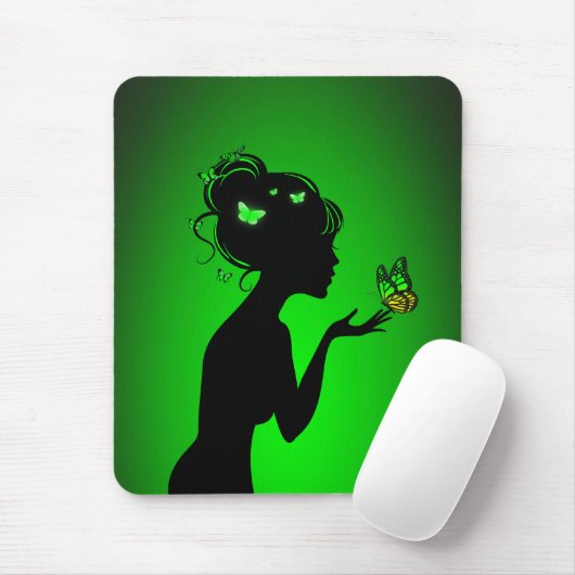 Muismat De vrouw vlinders groen (Met muis)