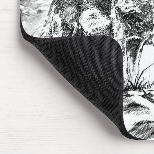 Muismat - Drie Wolfs Illustratie (Hoek)