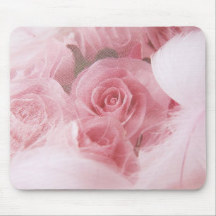 Muismat Girly Pink Roses and Feathers
