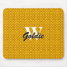 Muismat gouden gebreide textielstof met monogram