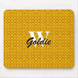 Muismat gouden gebreide textielstof met monogram