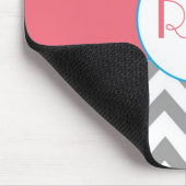 Muismat grijze en roze Chevron Monogram (Hoek)