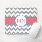 Muismat grijze en roze Chevron Monogram (Met muis)