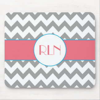Muismat grijze en roze Chevron Monogram