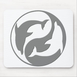 Muismat grijze en witte yin Yang Dolphins
