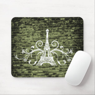 Muismat groene Eiffel Tower Grunge