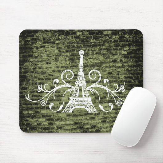 Muismat groene Eiffel Tower Grunge (Met muis)
