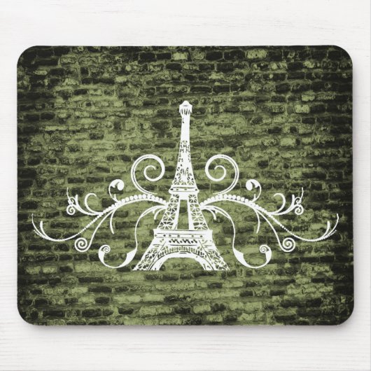 Muismat groene Eiffel Tower Grunge (Voorkant)