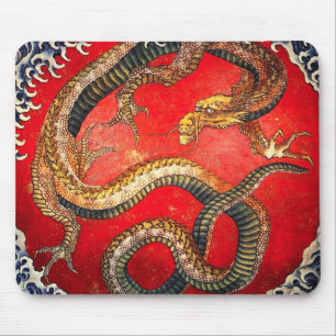Muismat Hokusai Gold Japanse draak