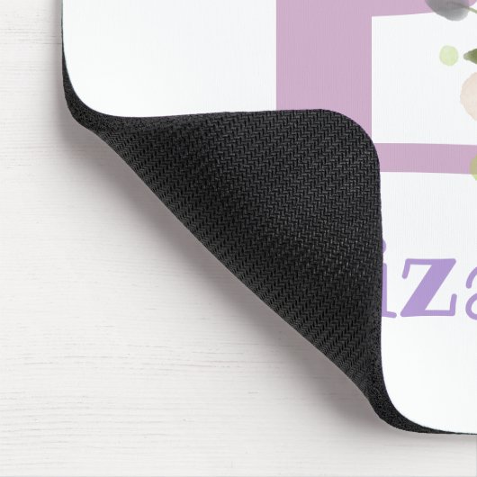 Muismat Initiaal plus naam en blokontwerp (Hoek)