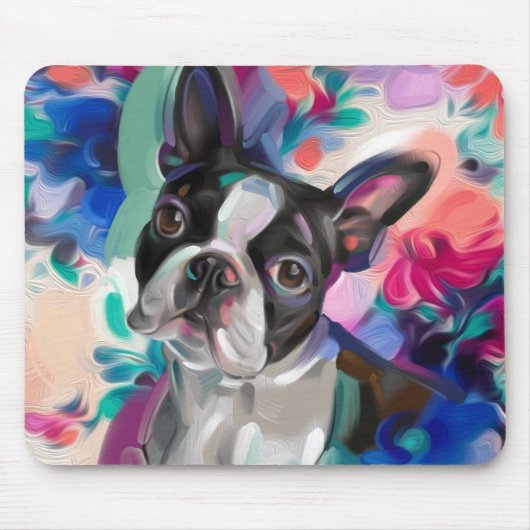 Muismat 'Joy' Boston Terrier Dog Art (Voorkant)
