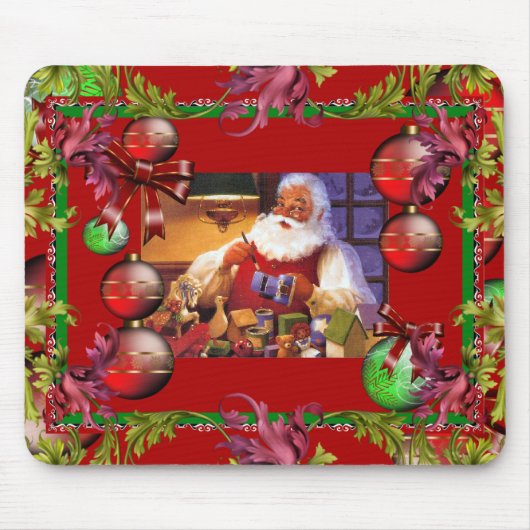 Muismat Kerstmis Vintage Kerstman Rood (Voorkant)