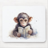 Muismat met charmante chimpansee die leest (Voorkant)