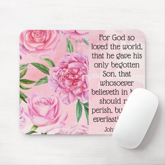 Muismat met de Schrift. Johannes 3:16. (Met muis)