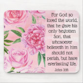 Muismat met de Schrift. Johannes 3:16. (Voorkant)