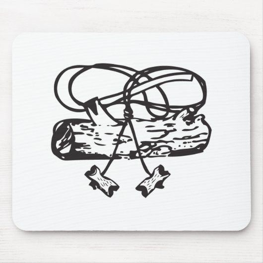 Muismat met houtbadge Ax-n-Log (Voorkant)