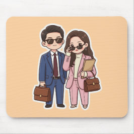 Muismat met K-Drama advocaat koppel in chibi-stijl