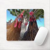 Muismat met kippen met een houding (Met muis)