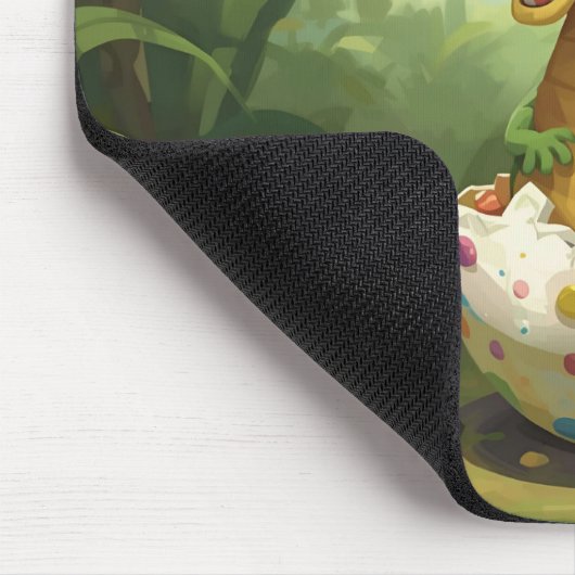 Muismat met knuffel baby dinosaurus (Hoek)