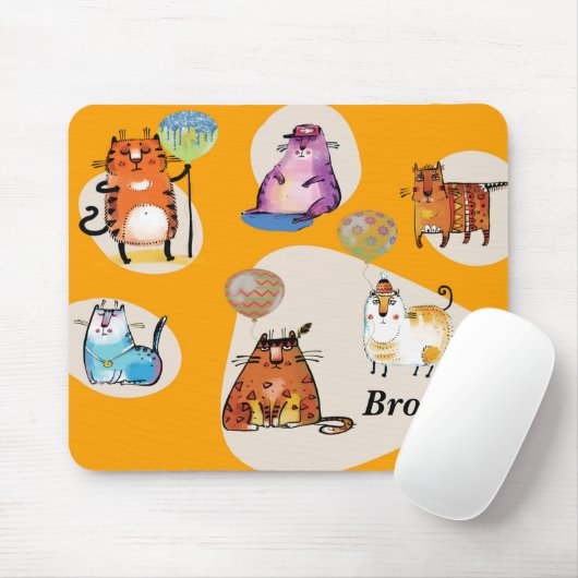 Muismat met komische katten (Met muis)